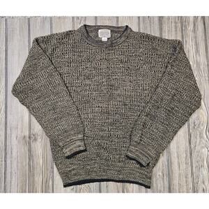 Vintage Saugatuck Sweater Men's Medium Brown Black Knit Fisherman Crewneck 90s